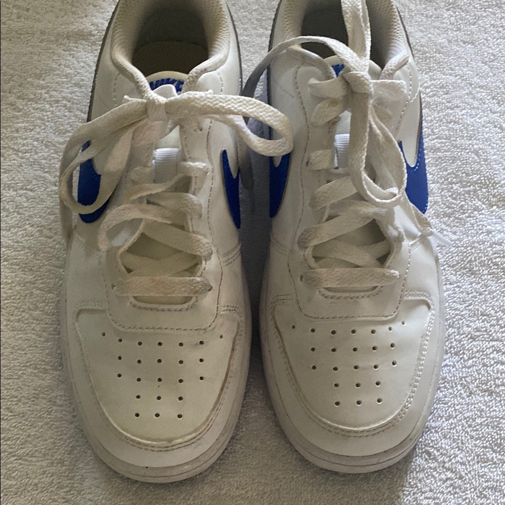 Nike White and Blue Classic Sneakers Low-Top‎